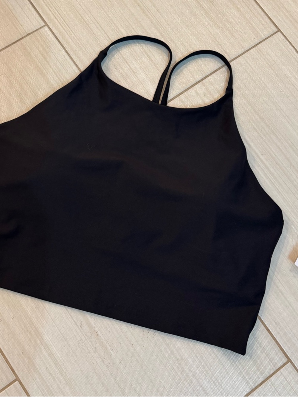 NWT Old Navy Active PowerSoft Black Cropped Tank Top with Thin Straps size: XL